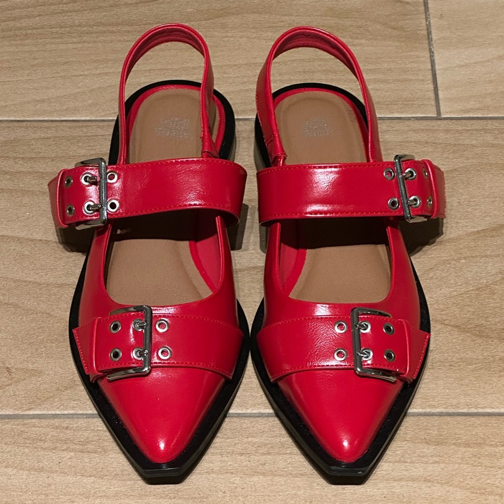 Women’s Peyton Double Buckle Slingback Flats with Memory Foam Insole